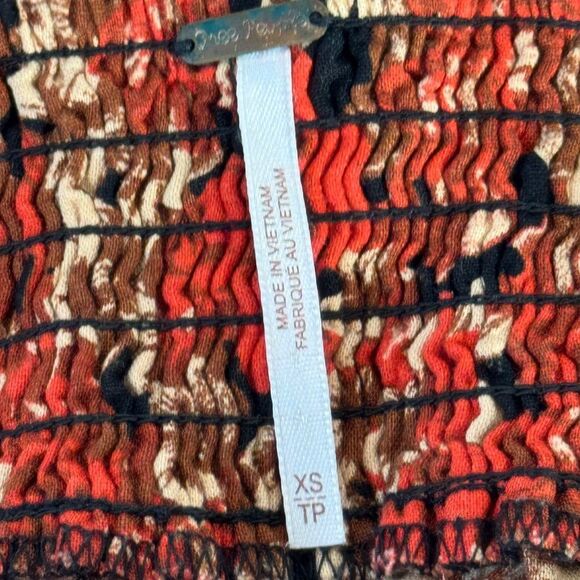 Free People Pattern Play /Women's LinenBlend Orange Floral Mini Dress Sz XS - Picture 7 of 10